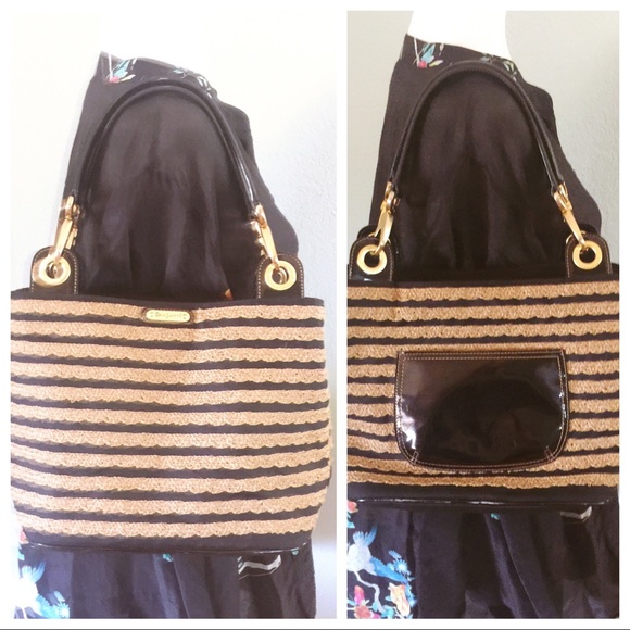 Eric Javits Handbags - Eric Javits Black and Tan detail tote